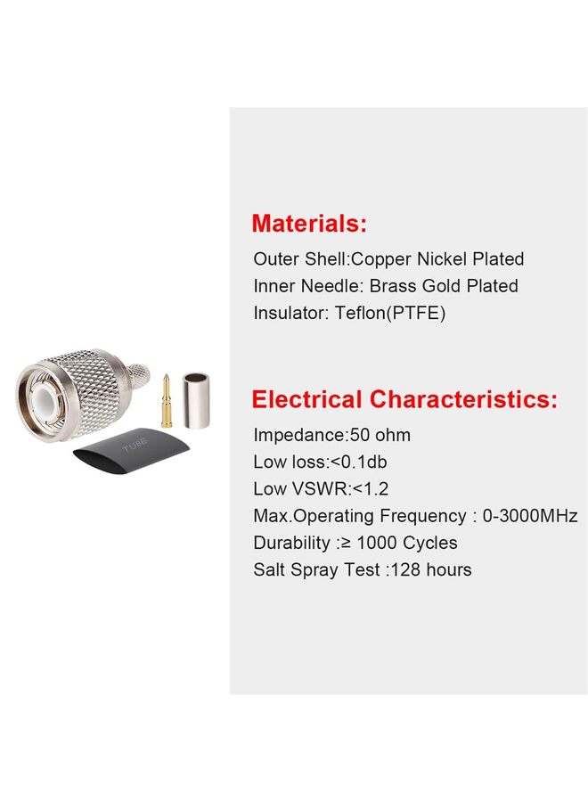 LAMAY 10PCS TNC Male Connector, TNC Male Plug Crimp Connector for RG58/RG142/RG400/LMR195/KSR195/3D-FB Cable (Size : TNC-J-3) - Image 5